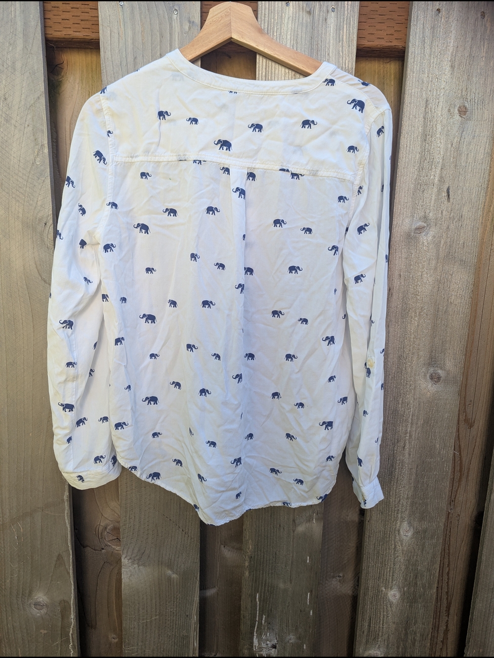 Bass White Henley Blouse with Navy Elephant Print - Picture 3 of 5